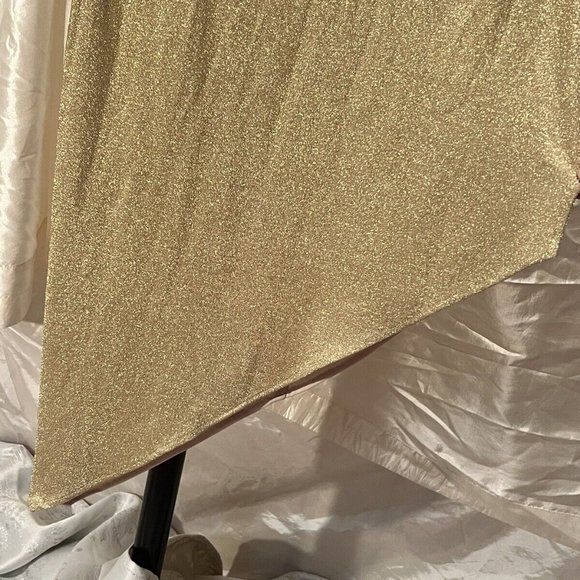 Arianna by Rachel Kaye Asymmetrical Long Shiny Gold Dress Size 6 Formal Prom - Picture 4 of 11